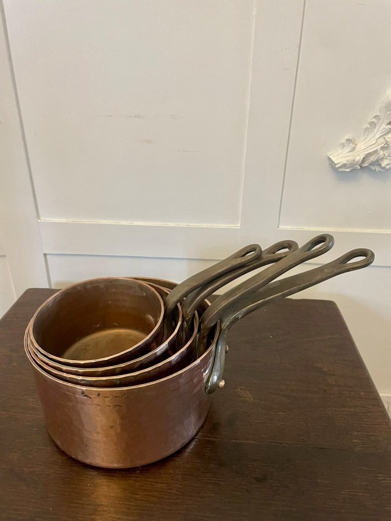 Antique George III Set of Four Copper Pans - Image 7